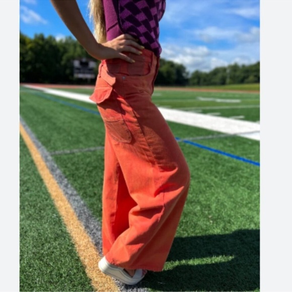 FREE PEOPLE We The Free Waterfall Baggy Wide Leg Jeans Oklahoma Sun Utility Pant - Picture 15 of 16